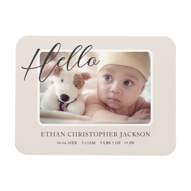 Magnet Flexible Faire-part de naissance moderne avec photo de bébé (Horizontal)