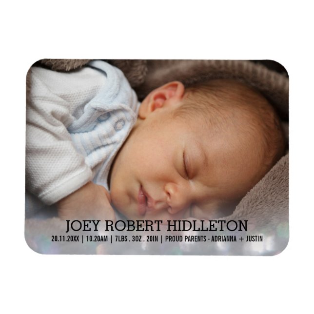 Magnet Flexible Faire-part de naissance moderne Parties scintillan (Horizontal)