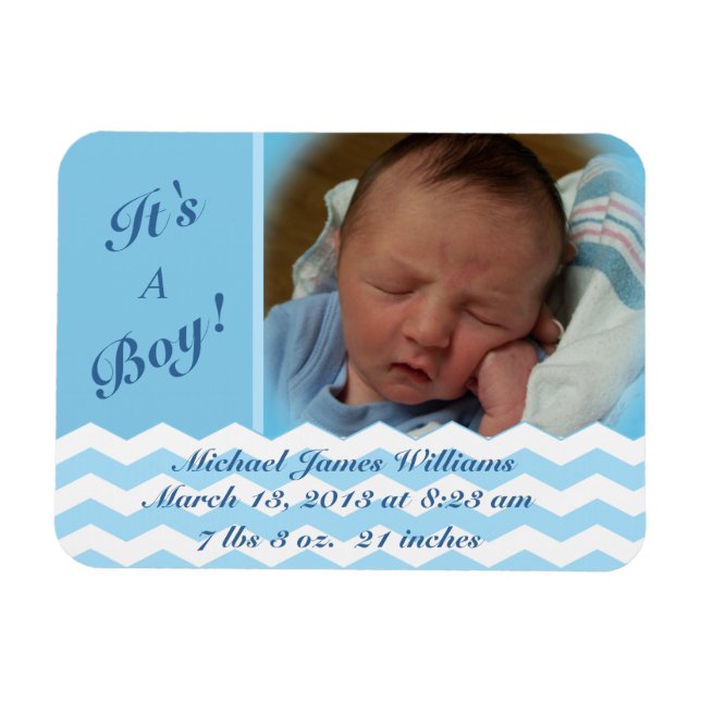 Magnet Flexible Faire-part de naissance Motif Chevron (Horizontal)