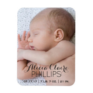 Magnet Flexible Faire-part de naissance photo bébé   Script modern