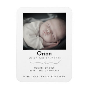 Magnet Flexible Faire-part de naissance photo Nouveau-né Glyph cœu
