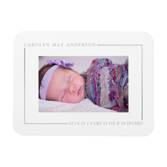 Magnet Flexible Faire-part de naissance photo Simply Chic Silver F (Horizontal)