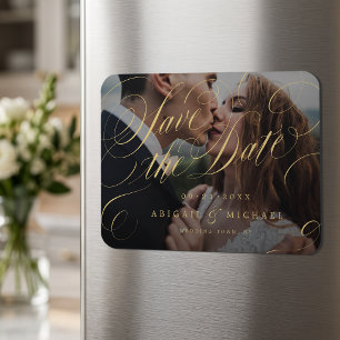 Magnet Flexible Faire-part de photo de calligraphie classique en o