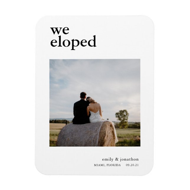 Magnet Flexible Faire-part d'Elopement Photo Minimum Eloped (Vertical)