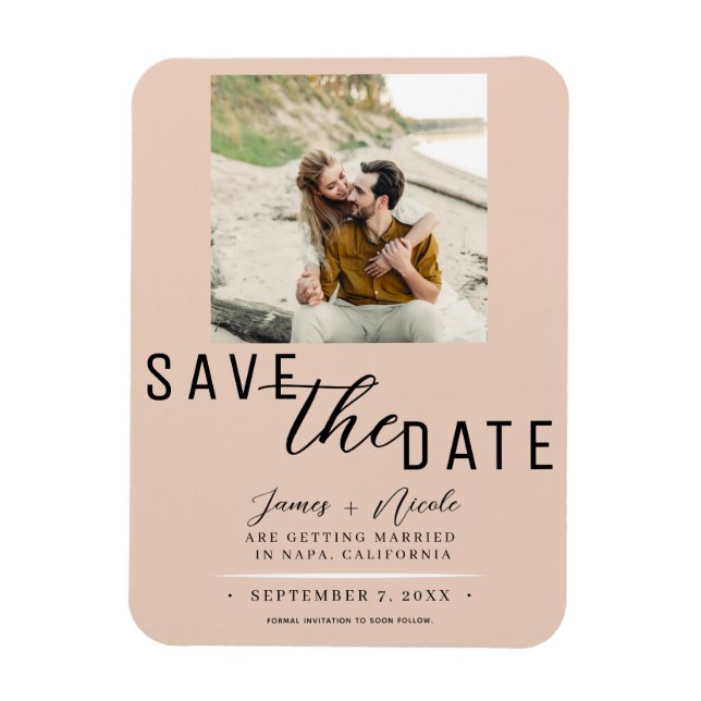 Magnet Flexible Faire part photo de mariage aux pêches (Vertical)