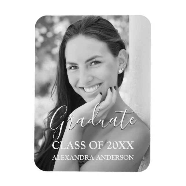 Magnet Flexible Faire-part photo d'un diplôme moderne (Vertical)