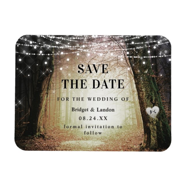 Magnet Flexible Fairytale Enchanted Forest Golden Save The Date (Horizontal)