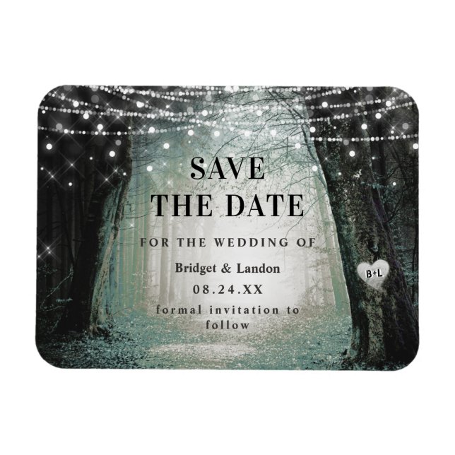 Magnet Flexible Fairytale Enchanted Forest Green Save The Date (Horizontal)