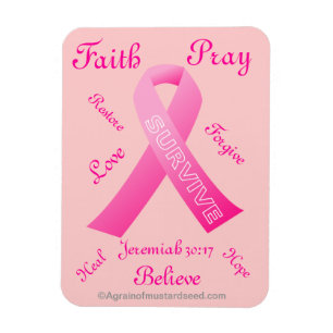 Magnet Flexible Faith Hope Love Survive Pink Ribbon