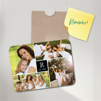 Magnet Flexible Famille Carré moderne Monogramme Photo Collage Mag