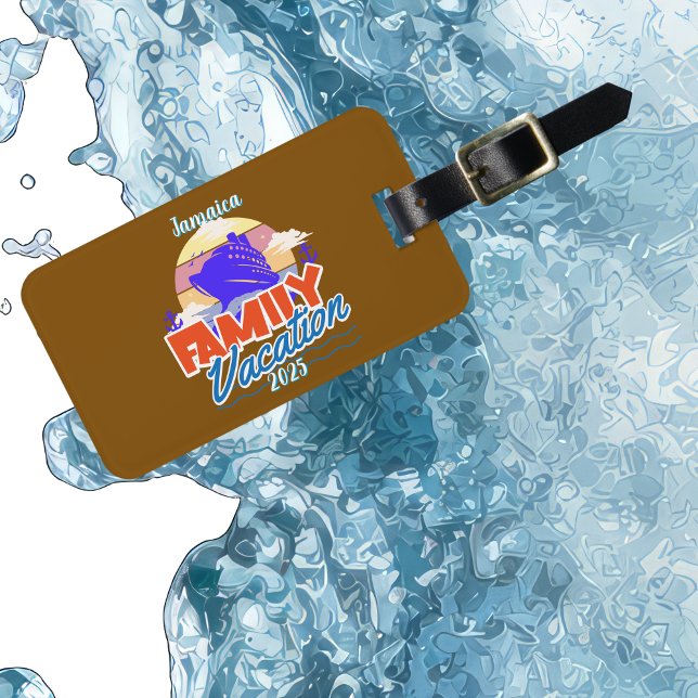 Magnet Flexible Famille Croisière Vacances Brown/Bleu Personnalise (travel tag , personalize)
