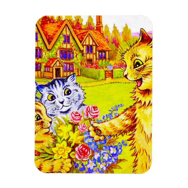 Magnet Flexible Famille de chats dans le jardin (Vertical)