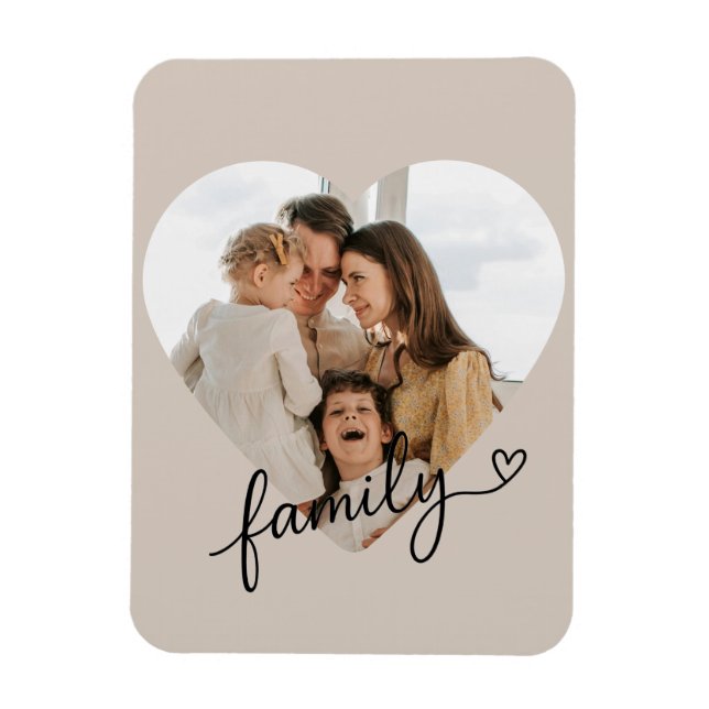Magnet Flexible Famille de photos du coeur personnalisée (Vertical)