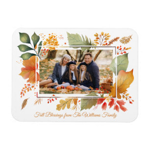 Magnet Flexible Famille Élégante Thanksgiving Photo Feuilles d'aut