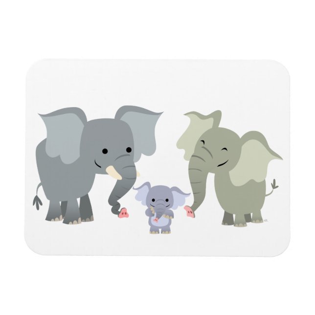 Magnet flexible Famille Eléphant Carton mignon (Horizontal)