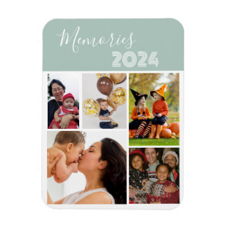 Magnet Flexible Famille Souvenirs 5 photo collage vert