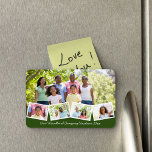 Magnet Flexible Family Photo Collage w Zigzie Photo Strip Green<br><div class="desc">Create your own photo collage flexible magnet with some of your favorite familiy photos. The modèle is set up ready for you to add five cachyour custom text. The sample wording reads "Our Woodland Camping Vacation 20xx" which you can of course edit or delete as you wish. La main photo...</div>