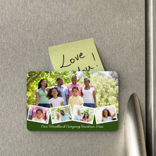 Magnet Flexible Family Photo Collage w Zigzie Photo Strip Green