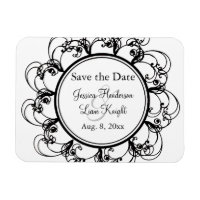 Fancy Floral Enregistrer l'aimant Date (noir/blanc
