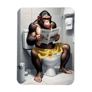 Magnet Flexible Fantaisie Chimp Sur Toilettes Fluide réfrigérateur