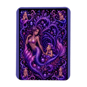 Magnet Flexible Fantaisie de Sirène Duo Océan Rêve Art Pourpre