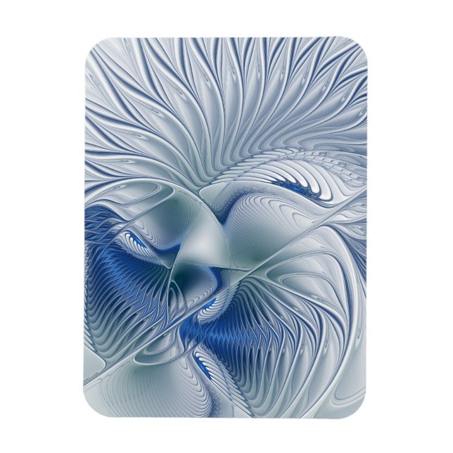 Magnet Flexible Fantaisie dynamique Abstrait Tons bleus Art fracta (Vertical)