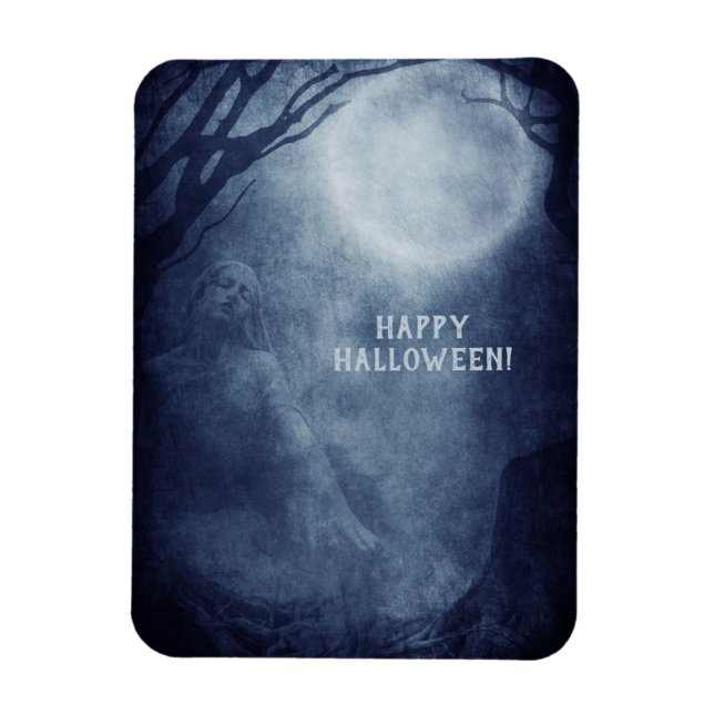 Magnet Flexible Fantôme de Halloween effrayant sous la pleine lune (Vertical)