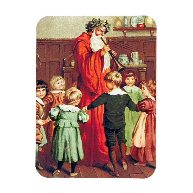 Magnet Flexible Father Christmas Blowing The Horn (Vertical)