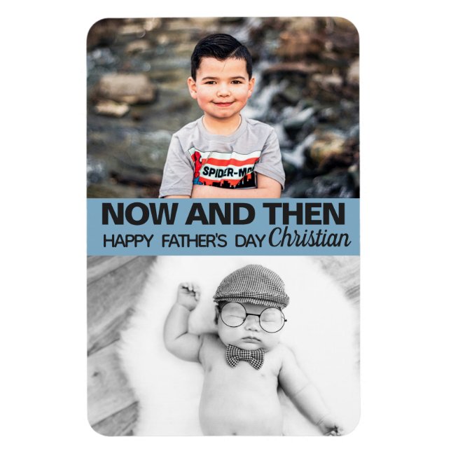 Magnet Flexible  Father's day Now and then son's photographs (Vertical)