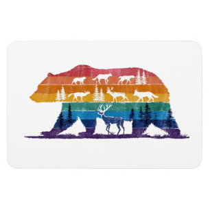 Magnet Flexible Faune Ourson Vintage – Silhouette de Forêt Rétro