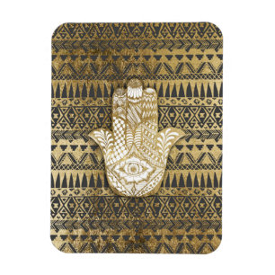 Magnet Flexible Faux Print Gold Hamsa main et Tribal Aztec
