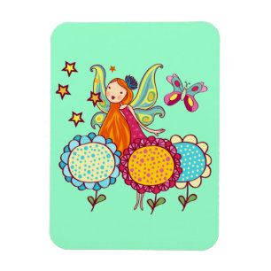 Magnet Flexible Fée de jardin avec des fleurs
