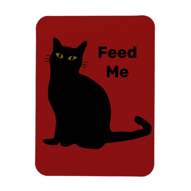 Magnet Flexible Feed Me noir chat aimant rouge (Vertical)