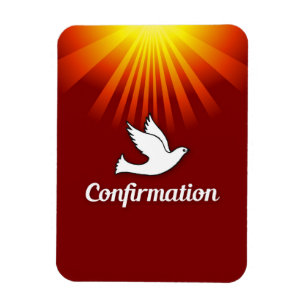 Magnet Flexible Félicitations Confirmation Colombe avec Or/Rouge