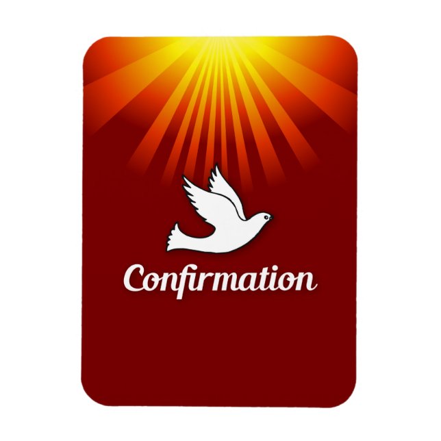 Magnet Flexible Félicitations Confirmation Colombe avec Or/Rouge (Vertical)
