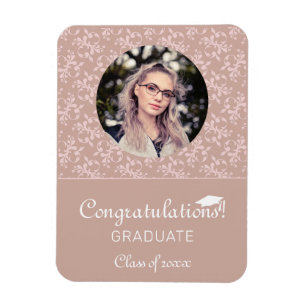 Magnet Flexible Félicitations Dusty Pink Rococo Graduation Photo