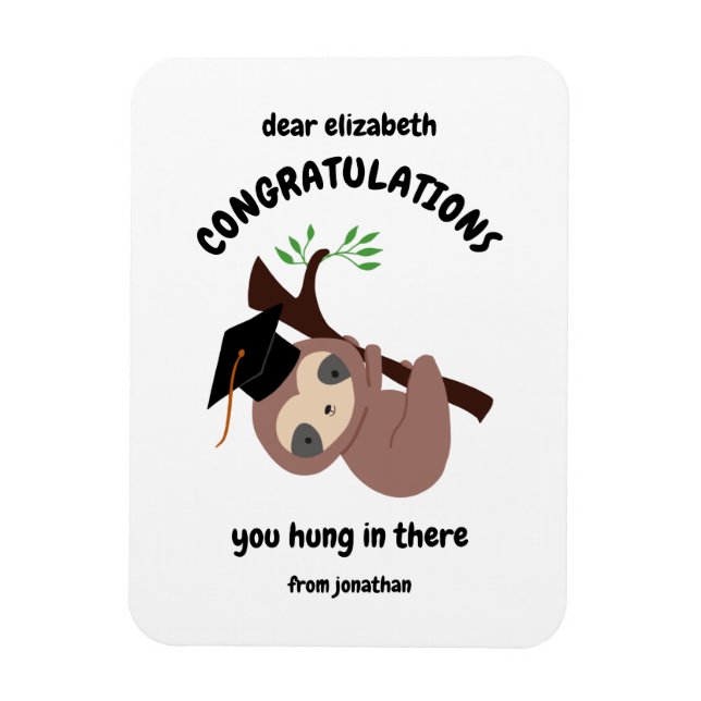 Magnet Flexible Félicitations Jote Sloth Graduation Carte personna (Vertical)