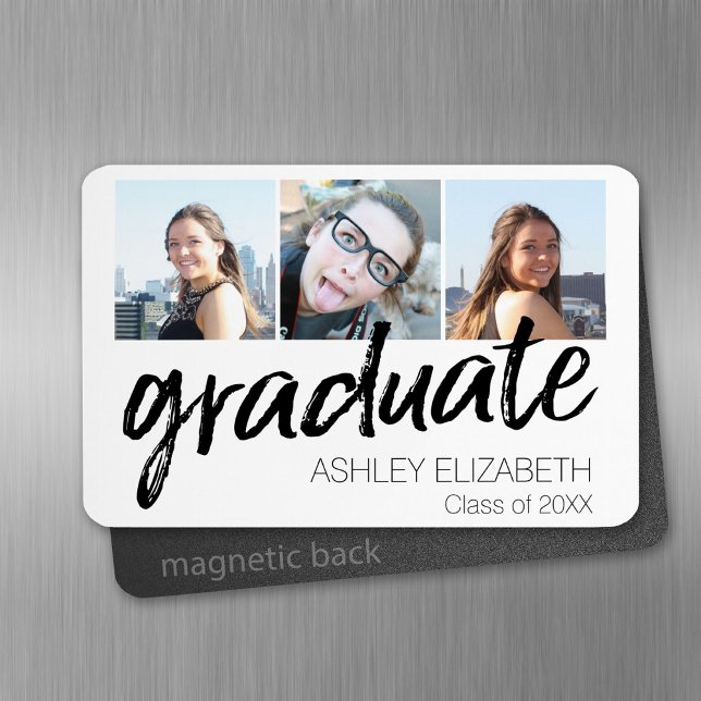 Magnet Flexible Félicitations Senior 3 Photo for Graduation (Personalized fridge magnet - add photos and text)