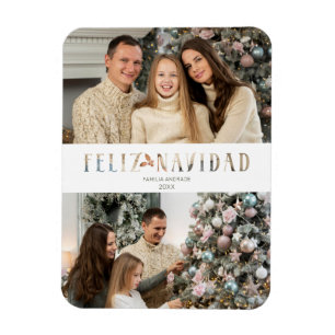 Magnet Flexible Feliz Navidad Spanish Cut Paper Effet Photo