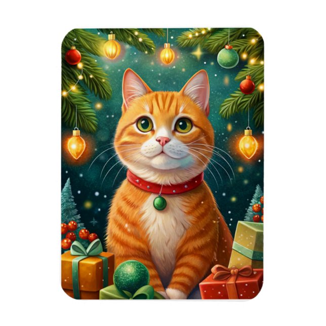 Magnet Flexible Feliz navidad te desea mi gato naranja (Vertical)