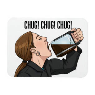 Magnet Flexible Femme au bureau qui boit du café à même la cafetiè
