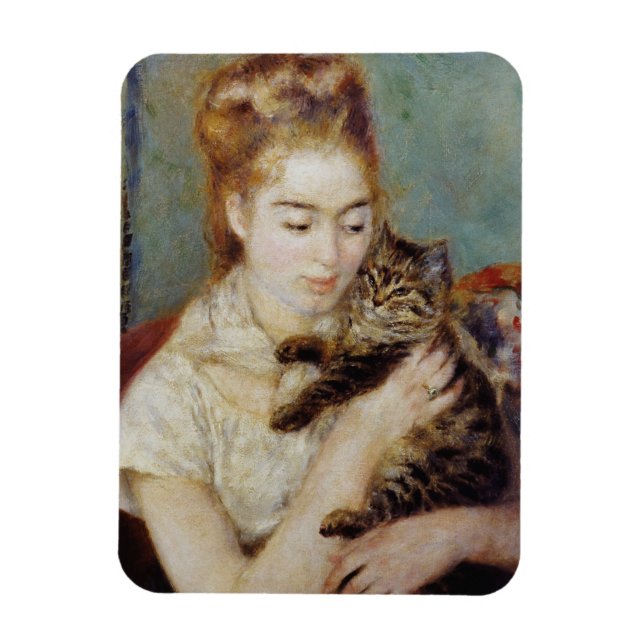 Magnet Flexible Femme au chat de Pierre-Auguste Renoir (Vertical)