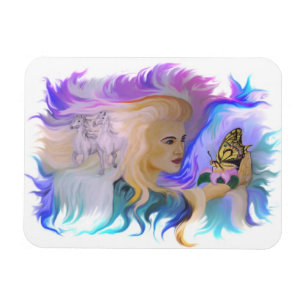 Magnet Flexible Femme avec cheval et papillon