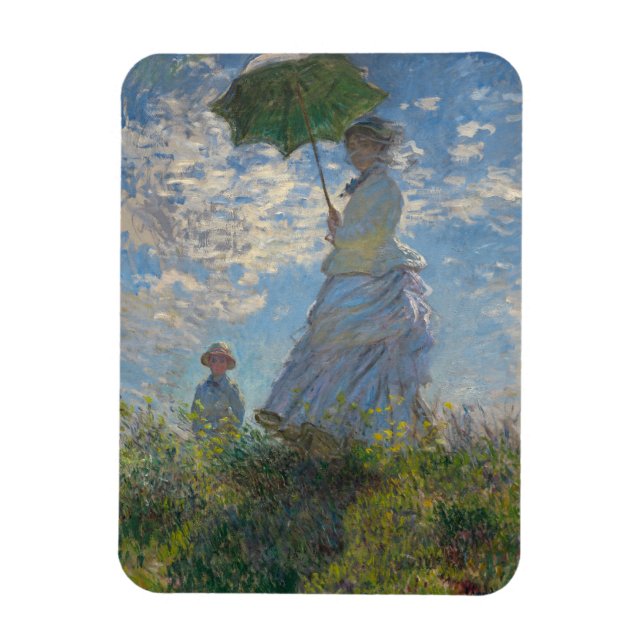 Magnet Flexible Femme avec parasol - Madame Monet et son fils (Vertical)