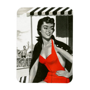 Magnet Flexible Femme chaude rouge