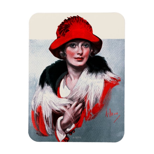 Magnet Flexible Femme en Casquette rouge (Vertical)