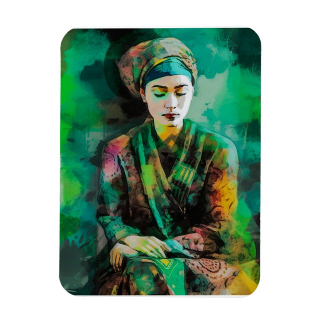 Magnet Flexible Femme en vert (Vertical)