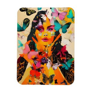 Magnet Flexible Femme et papillons Médias mixtes