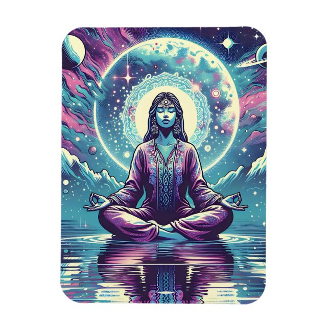 Magnet Flexible Femme Méditant Spirituel Serene Art (Vertical)