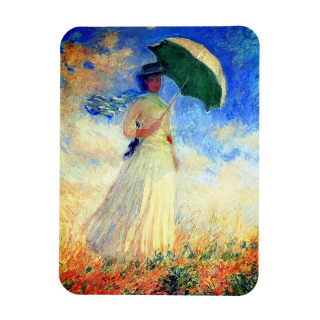 Magnet Flexible Femme Monet avec un parasol face droit (Vertical)